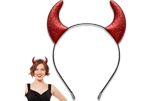 U-Goforst Glitter Red Devil Horns Headband, Halloween Headband Devil Horns Devil Costume for Women Men, Halloween Devil Costume Accessories Cosplay Dress Up