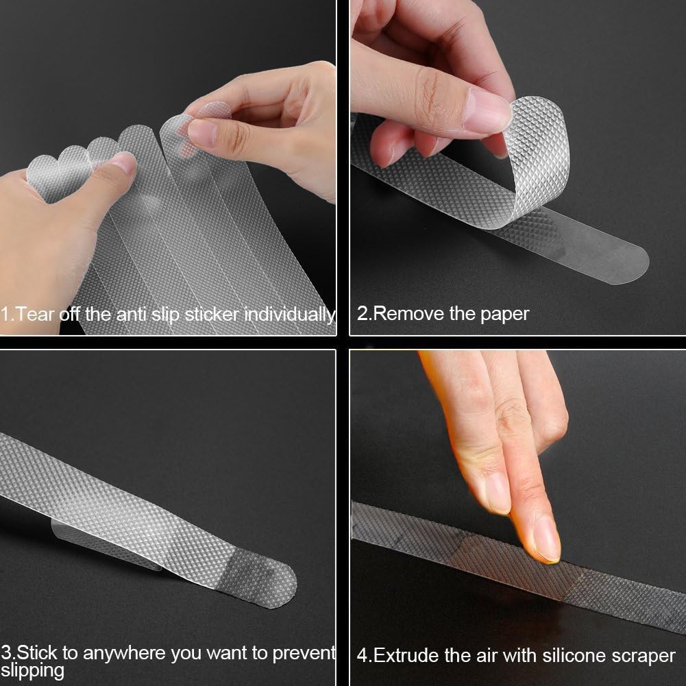 Anti-slip Strips, Safety Anti Slip Shower Stickers, Bathtub Stickers Non Slip , Anti Skid Treads Tape for Shower,Tub,Steps, Floor-Strength Adhesive Grip Appliques for Baby,Senior,Adult 80.8In 24 pcs: Home & Kitchen