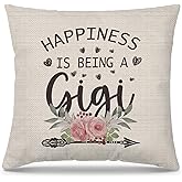 PUHEI Happiness is Being a Gigi Pillow Covers 18x18, Gigi Gifts for Grandma Gigi, Birthday Christmas for Grandma Gigi