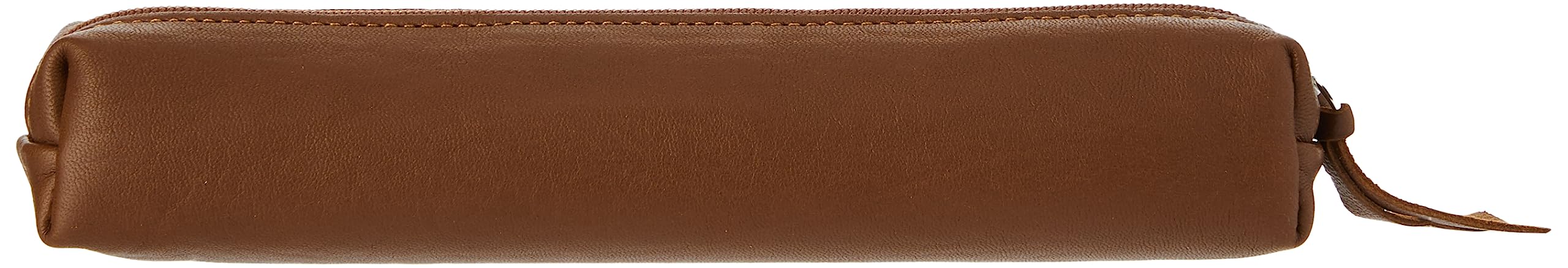 Clairefontaine - Ref 410080C - Lawrence' Leather Slim Pencil Case - 4 x 2.5 x 19.5cm, Made From Genuine Lambskin Leather, Metal Zip With Leather Puller - Camel
