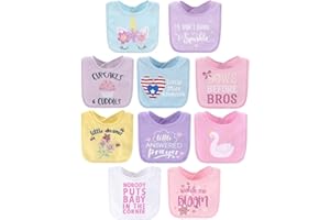 The Peanutshell Baby Girl Terry Bib Set of 10-100% Cotton, Soft, Absorbent Baby Bibs for Girls, Toddler Set, Newborn & Infant