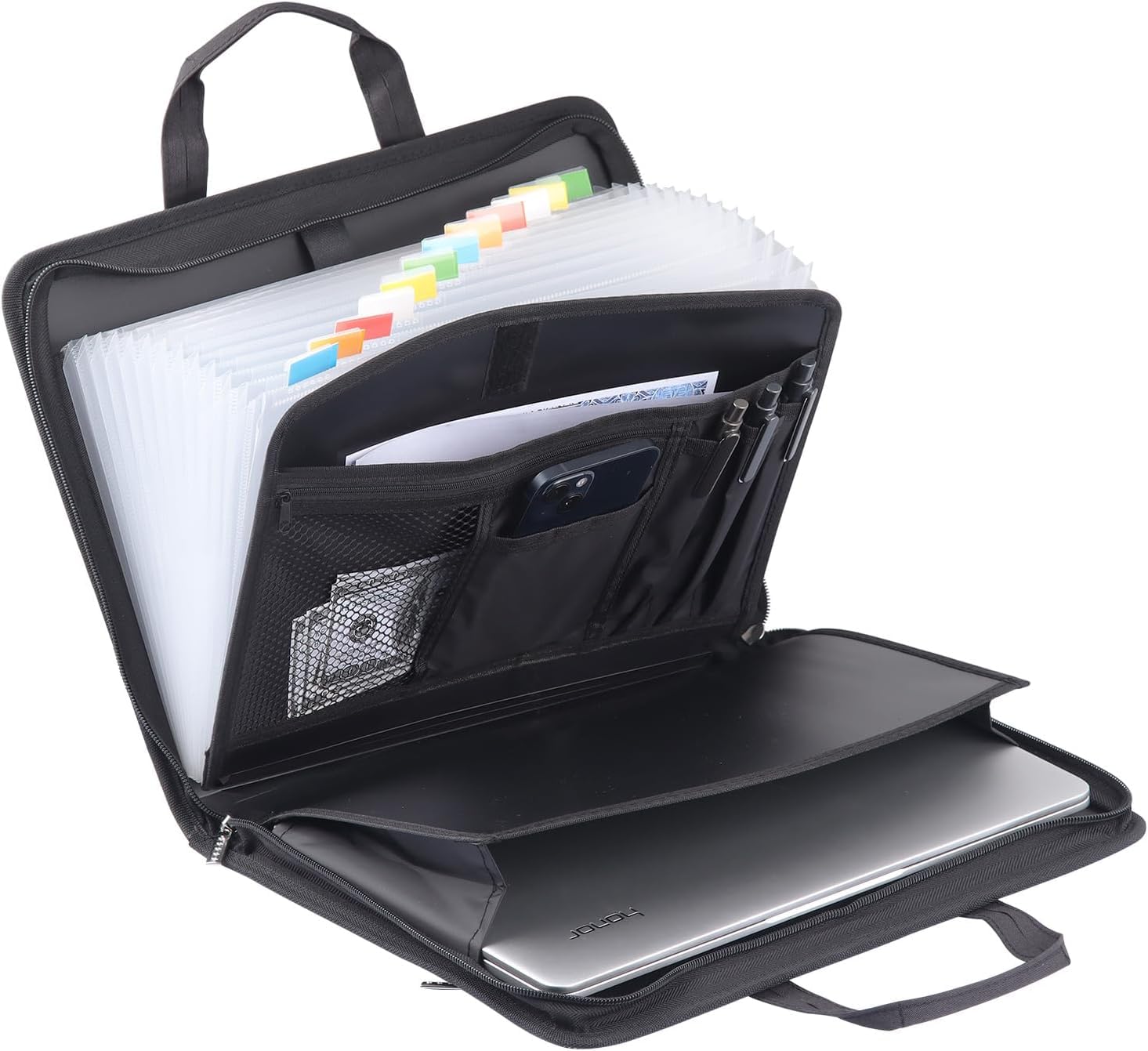 KJKVIVH Plastic Accordion File Storage Device with 26 Pockets, Expandable Folder with Handle