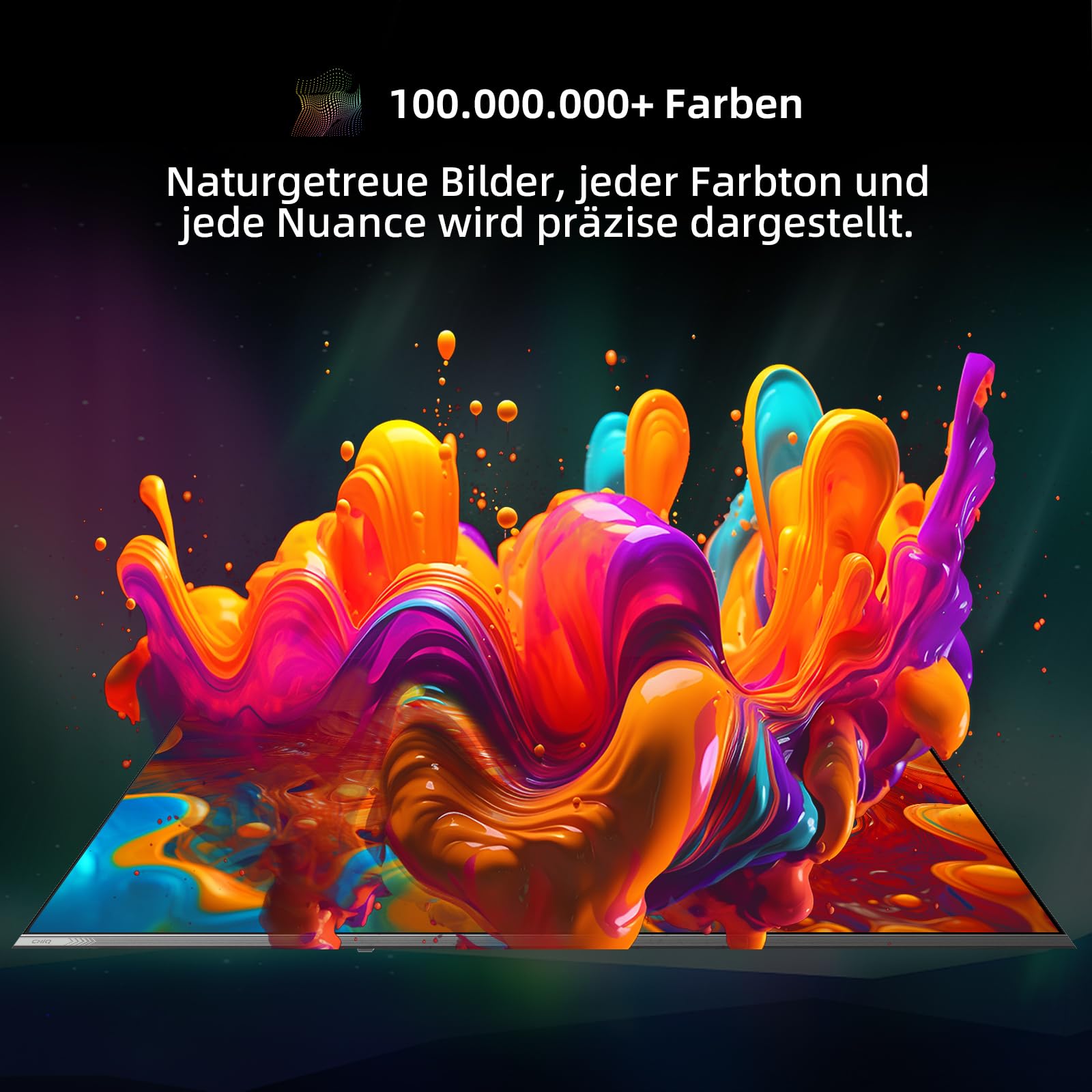 CHIQ 55QA10 55 Zoll (140 cm) 4K Ultra HD QLED Smart Google TV, HDR10,DLG 120Hz*(Software-Enhanced), mit VRR&ALLM, Dolby Audio, Chromecast, Kompatibel mit Apple AirPlay, Integrierter Google Assistant 6