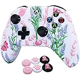 RALAN Pink Controller Skins for Xbox One, Silicone Controller Cover Skin Protector Compatible for Xbox Ones Controller (Pink Pro Thumb Grip x 2,Cat + Skull Cap &Cover Grip x 2) Blue Butterfly Pink