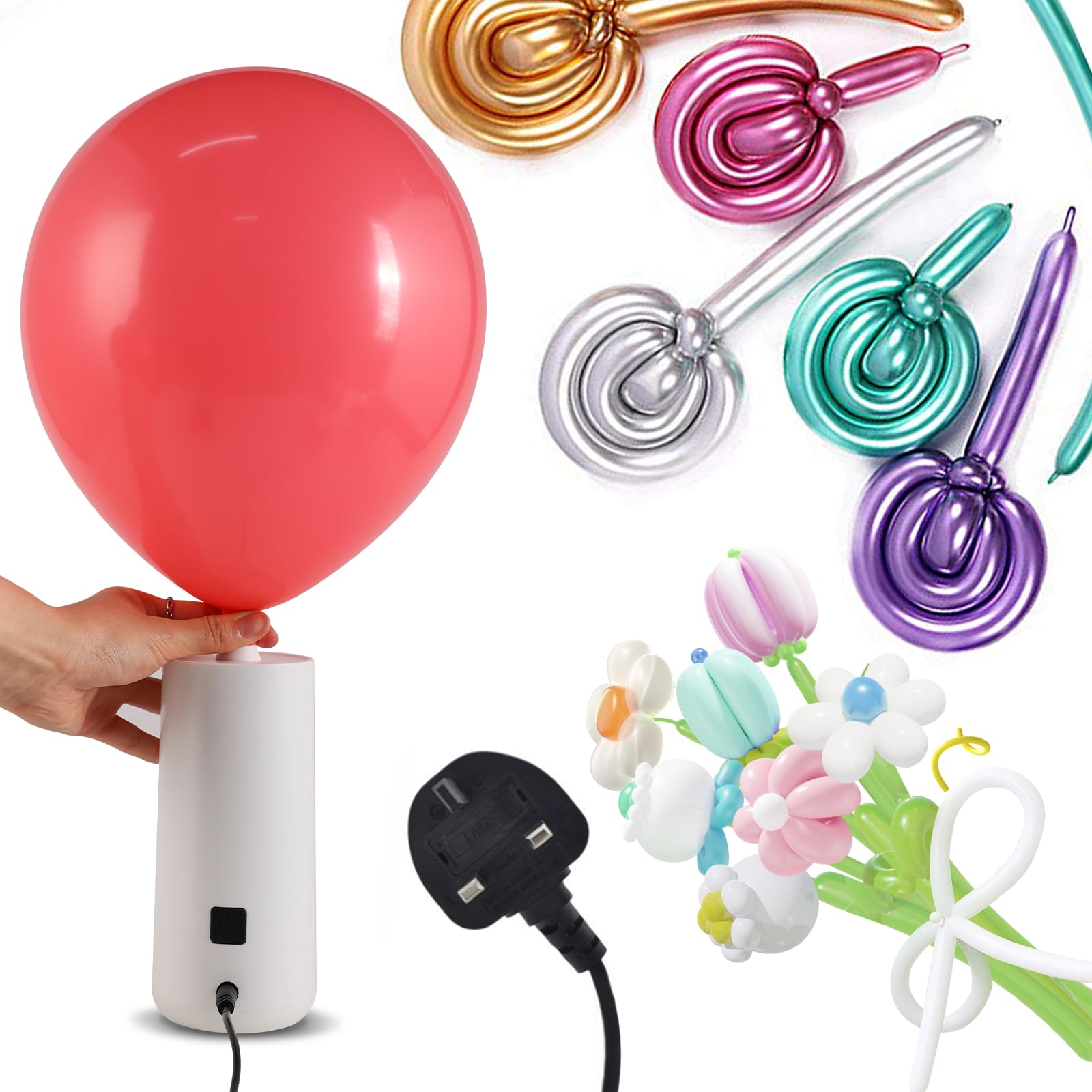 Electric Balloon Pump, Portable Dual Nozzle Electric Balloon Blower Machine, Airbed Pump Quick Inflator, Balloon Inflator for Decoration, Party, Wedding, Graduation and Festival Decoration