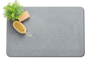 Plentio Stone Bath Mat, Non-Slip Natural Diatomaceous Earth Bath Mat, 23.5" x 15.5" Super Absorbent Quick Drying, Multifunctional Bath Stone Mat, Easy to Clean
