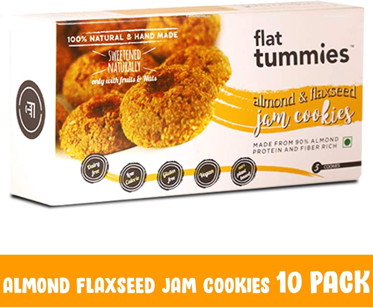 Flat Tummies Almond & Flaxseed Jam Cookies, 70g (Pack of 10)