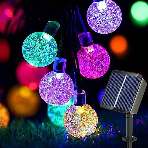owwasd Solar Lights Outdoor Waterproof, 30LED Garden Lights, 8 Mode 7M Indoor/Outdoor Solar Light for Garden Patio Yard Home Christmas Parties Wedding Decorations (Colorful, 30LED)