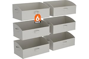 Lifewit Large Storage Baskets for Shelves, 6 Packs Non-woven Fabric Trapezoid Closet Organizer Bins with Handles, Foldable Cl
