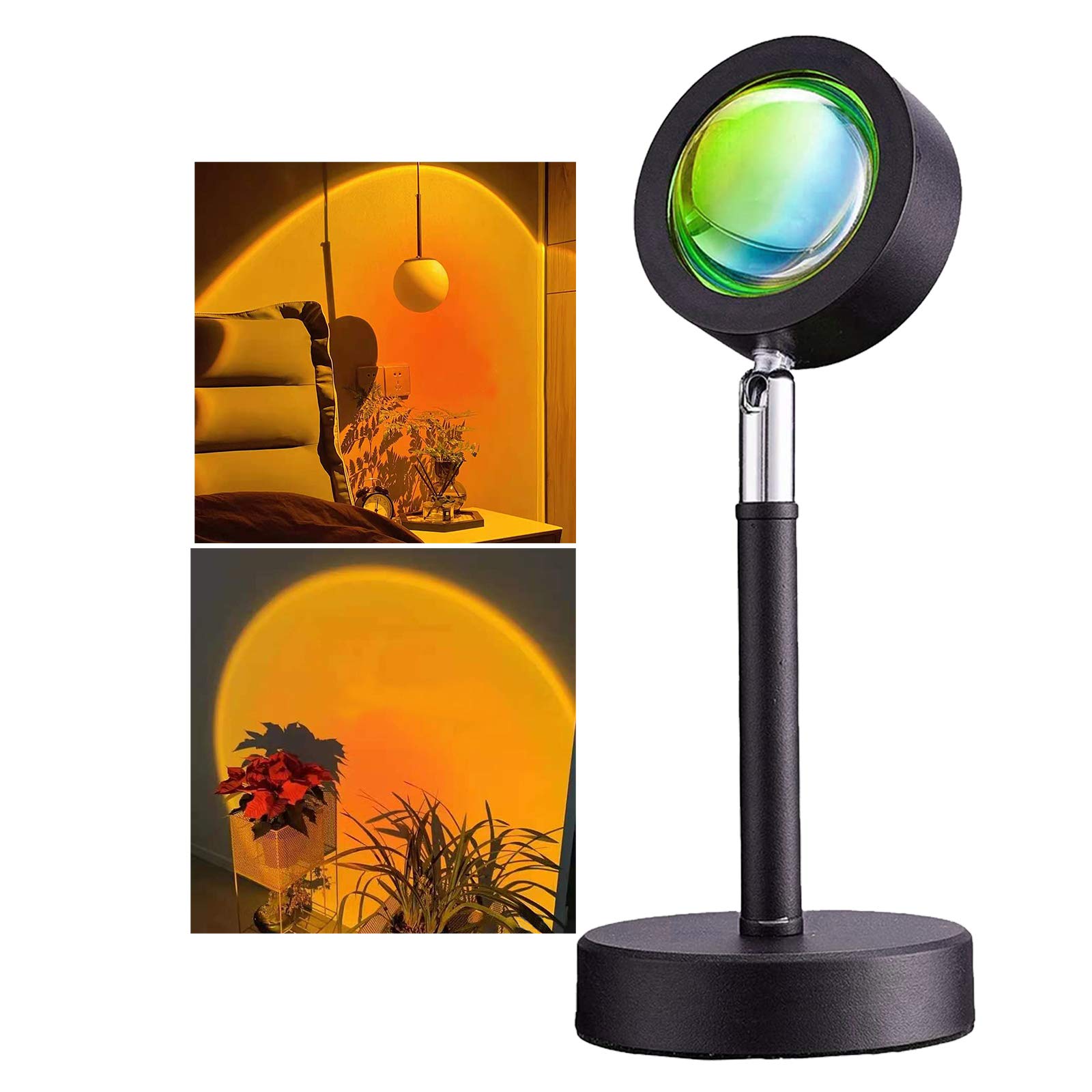 Sunset Projection Lamp, LHYCS Sunset Projector Floor Lamp USB Powered Romantic LED Rainbow Atmosphere Night Light 360 Degree Rotation for Bedroom Livingroom Party Bar Store (Red & Orange-Sunset)