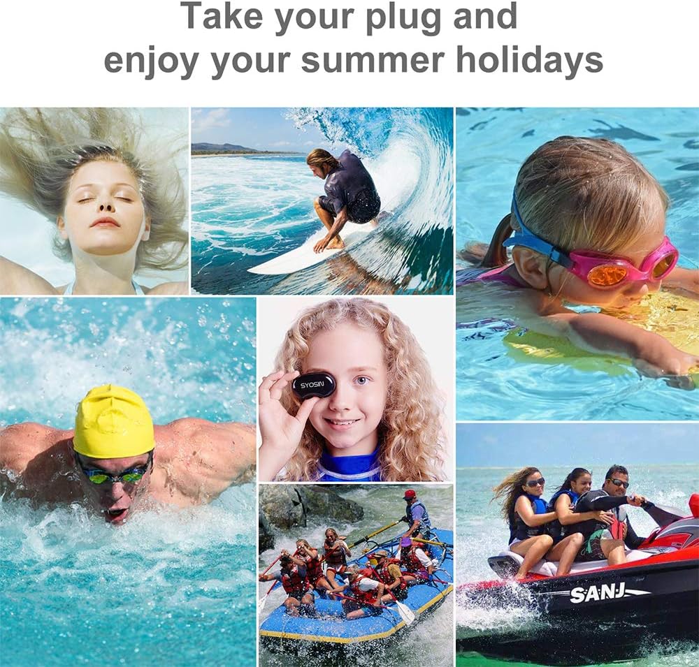 SYOSIN Swimming Ear Plugs Nose Clips, 3 Pairs Professional Waterproof Reusable Silicone Earplugs Nose Clips Nose Protector for Swimming Showering Surfing Snorkeling and Other Adults Water Sports: Health & Personal Care