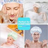 OWill 6 Pcs Shower Caps for Women Waterproof Reusable 28cm Elastic Band view 5