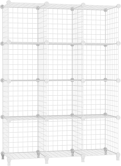AWTATOS Cube Storage Unit 12 Cubes Wire Shelves White USCIH12WE