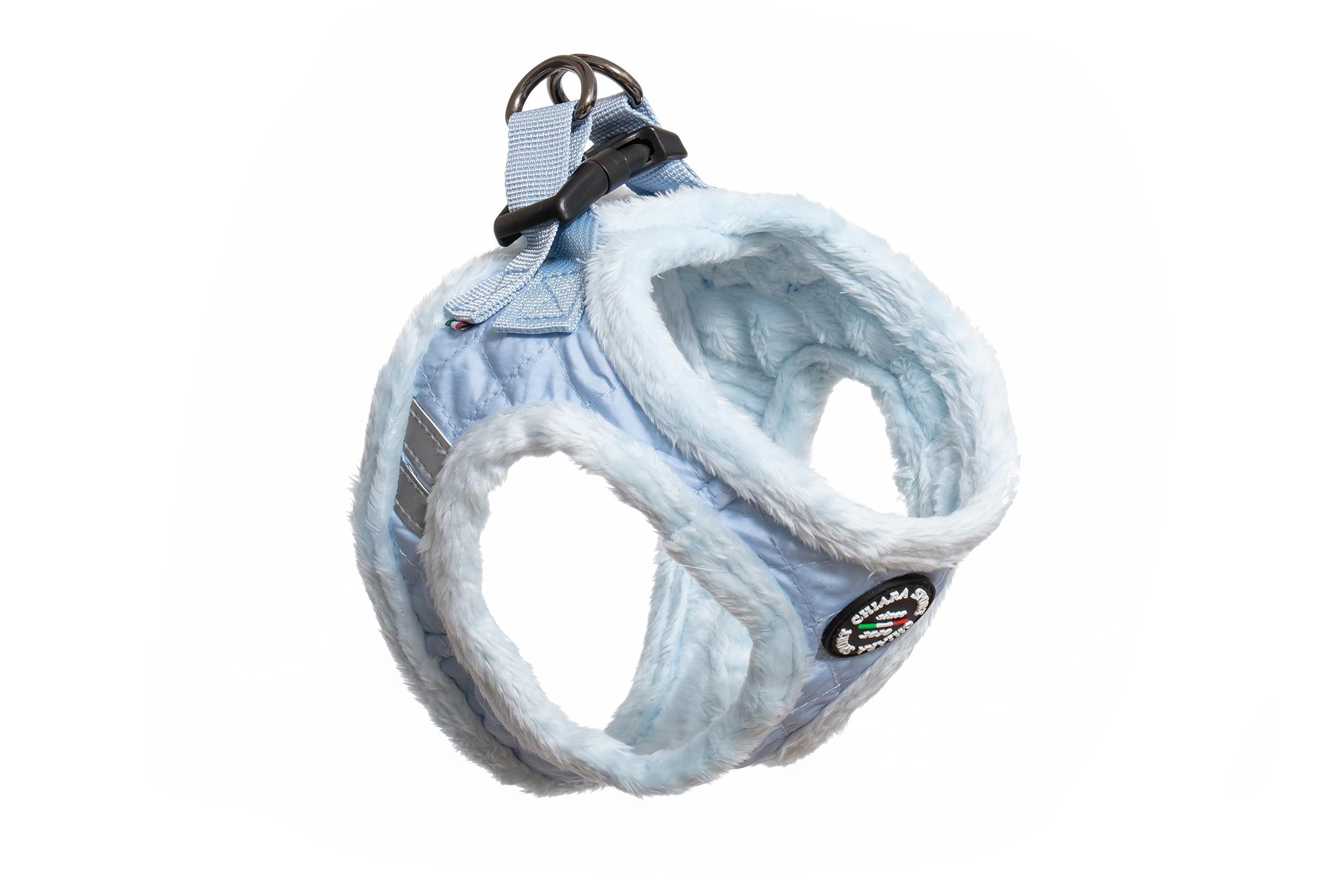 CHIARA MIA Soft Chest Harness, Size XL (Soft Dog Harness, Water-Repellent Fabric Exterior, Adjustable with Velcro Closure, Safety with Reflective Safety Strips), Colour: Light Blue