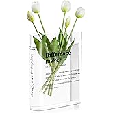BuyCard Clear Acrylic Book Vase for Flowers, Transparent Flower Vase for Home Decor, Simplicity Bookshelf Decor, Unique Stuff for Book Lovers, Difference Maker, Gift to Motivate(Clear)