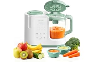 Momcozy AutoMeal Baby Food Maker – One-Step Auto Steam & Blend Food Processor, 15oz Large Cup & 6-Blade Design, Self-Cleaning, Auto 3-Stage Texture Settings for Effortless Homemade Baby Puree