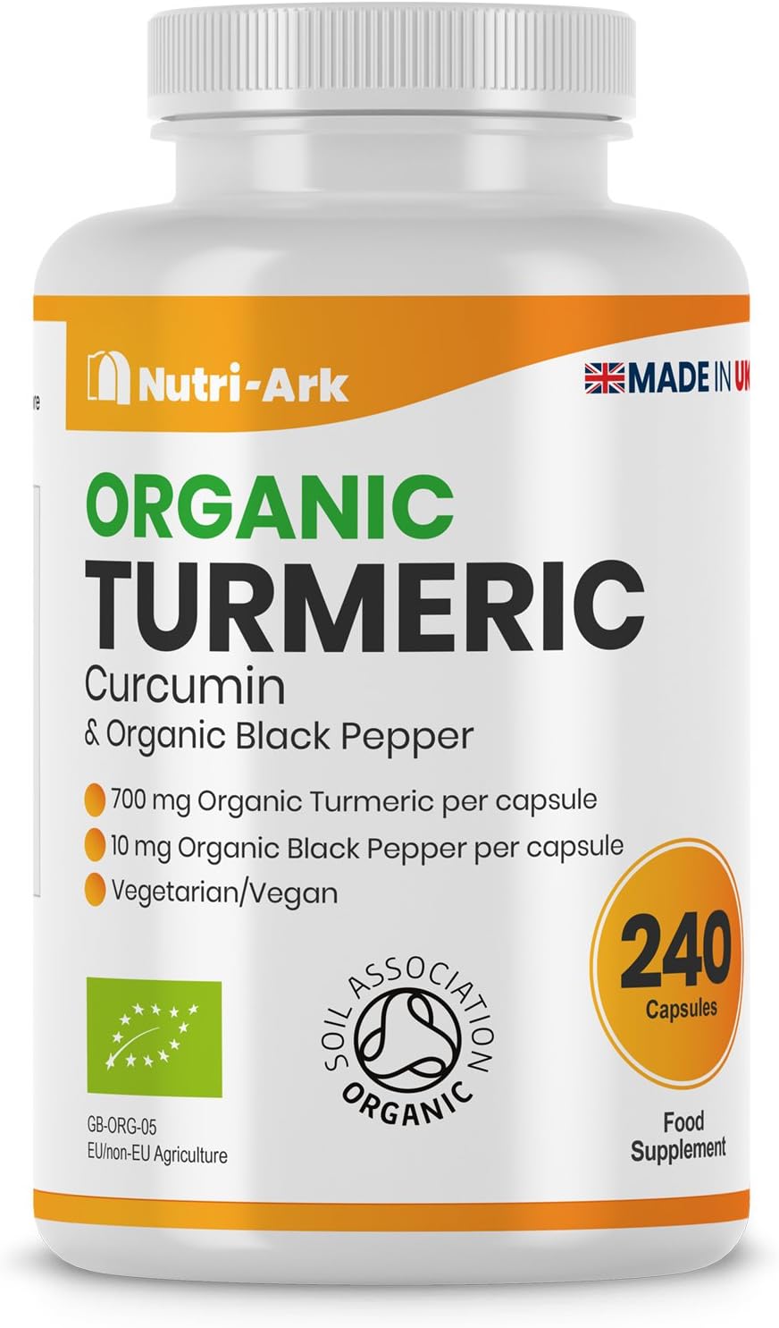 Organic Turmeric and Black Pepper Capsules 700 mg, High Strength Tumeric Supplement