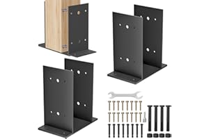 QZER 6x6 Post Base 2 Pcs,Heavy Duty Detachable Post Bracket with Adjustable Inner Size (5.6" x 5.1"-6.1") , Rust-Proof Powder-Coated Thick Post Anchor for Deck Railing, Fences, Mailboxes, Pavilions