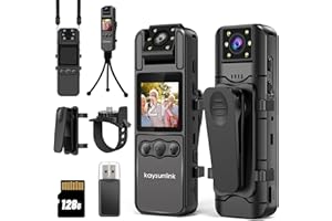 kaysunlink Body Camera with 1.4” Screen Audio and Auto Video Night Vision 1440P UHD Mini Police Wearable Body Worn Cam Portable Small Personal Camcorder Sport Action Outdoor Video Recorder (2K-128GB)