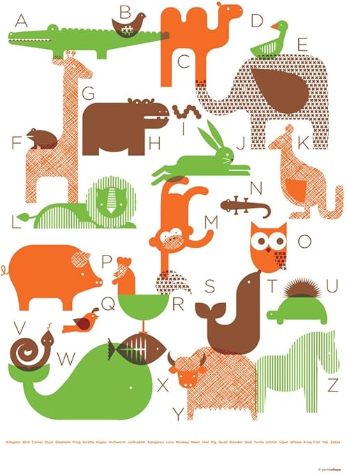 Amazon ブラウン動物アルファベットポスター アートフレーム ポスター オンライン通販