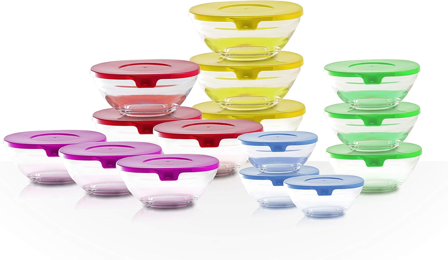 Set de 15 Tuppers de Cristal de Colores: Amazon.es: Hogar