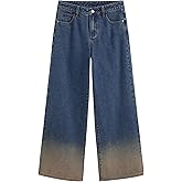 CIDER Women’s Baggy Jeans Wide Straight Leg High Waisted Color Block Casual Y2k Denim Pants with Pockets