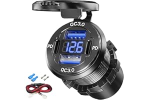 Dual PD USB C Ports & Dual Quick Charge 3.0 Ports Car Charger Socket, VANONE Aluminum Alloy Waterproof 12V USB Outlet, Access