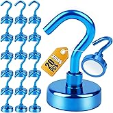 DIYMAG Magnetic Hooks, 30Lbs Strong Heavy Duty Cruise Magnet S-Hooks for Classroom, Fridge, Hanging, Cabins, Grill, Kitchen, Garage, Workplace and Office Etc, (20 Pack-Blue)