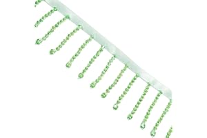 KEHUADIY 2 Yard Rhinestone Ribbon Tassel Irregular Rhinestone Fringe Tassel Crystal Beaded Fringe Trim Sewing Beaded Fringe for Curtain Lampshades and DIY Clothing Wedding Decoration (Green)