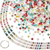 PH PandaHall 235pcs Natural Stone Beads Semi Gemstone Bead Strands 4x2mm Mini Rondelle Amazonite Beads Mix Color Quartz Bead for Jewelry Making DIY Craft Necklace Bracelets