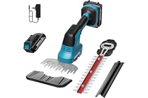 GARTOL Hedge Trimmer Cordless 2-in-1, 12'' Bush Trimmer & 20V Battery Powered Grass Shears with Battery & Charger, Lock, Fast Blade Change, Electric Hedge Shears Compatible with 18V Makita Batteries