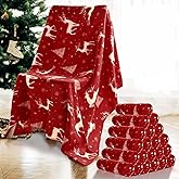 Preboun 24 Pack Bulk Christmas Soft Fleece Blankets 50 x 60 Inch Bulk Lightweight Warm Fleece Throw Blankets for Pet Bed Sofa Couch Office Wedding Gifts Travel (Deer)