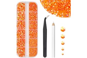 Neon Orange AB 2mm-6mm Bedazzler Kit Resin Rhinestones for Bedazzling Crafting Flatback Bedazzled Gems Stones Diamonds Crysta