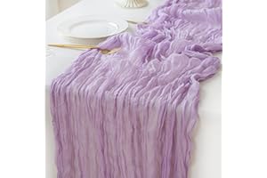 Sioloc 1 Pack Lilac Purple Lavender Cheesecloth Table Runner Spring Decor 10ft Boho Gauze Cheese Cloth Runner for Easter Tea Wedding Party Baby Bridal Shower Birthday