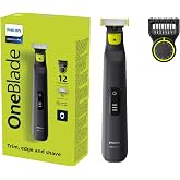 Philips OneBlade Pro Barbeador e Aparador Elétrico 12 Tamanhos em 1 Pente | Apara e barbeia com precisão | Display Indicador 