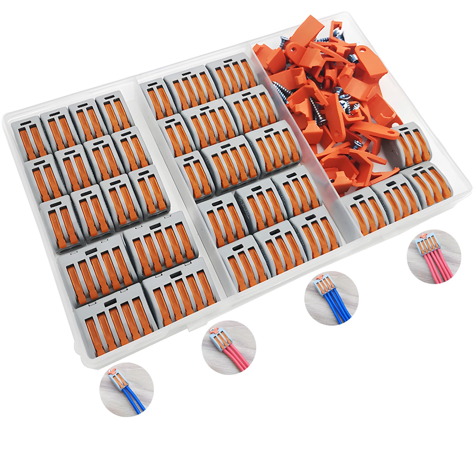 Wire Connectors, CESFONJER 35 Pcs Quick Connection Terminal, Lever Nut Connector Assortment Conductors, Compact Wire Connectors (15 * 2port,10 * 3port,6 * 4port,4 * 5port)