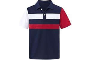 RAISEVERN Boys Polo Shirt Collared Uniform School Golf Shirts Tops 5-14 Years