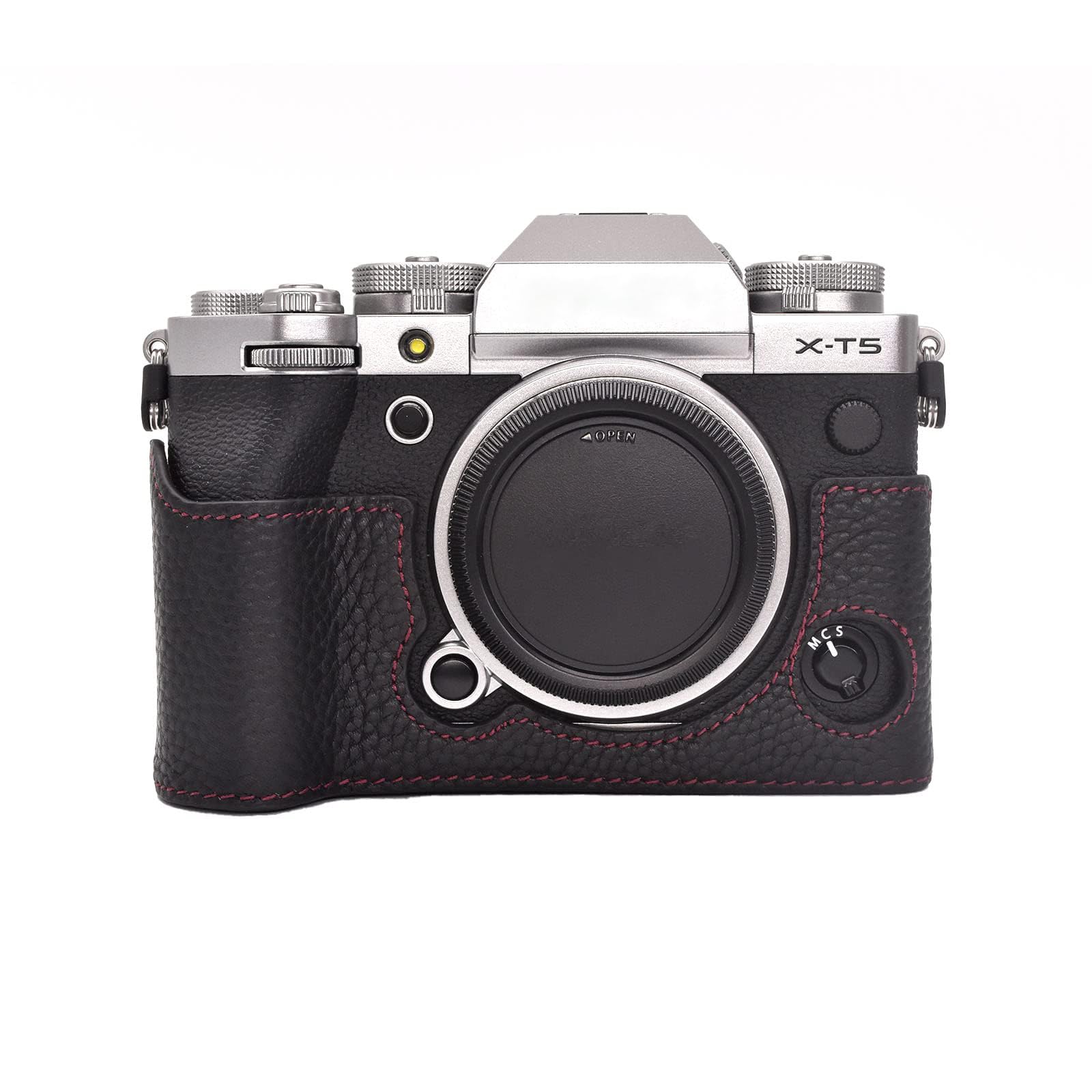 Rieibi Fuji XT5 Case - Quality Genuine Leather Half Case for Fujifilm X-T5 Digital Camera - Body Protective Grip Case for Fuji XT5 X-T5 - Black