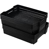 Rosebloom Stackable File Storage Tray Basket, Plastic Paper Tray, 6 Packs | Office Organizer Baskets, Desktop Letter Trays