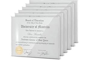 MANTELLO ESSENTIALS Mantello Modern Minimalist 8.5 x 11 Document Frame Diploma Frames | Set of 6 Clear Acrylic Frames