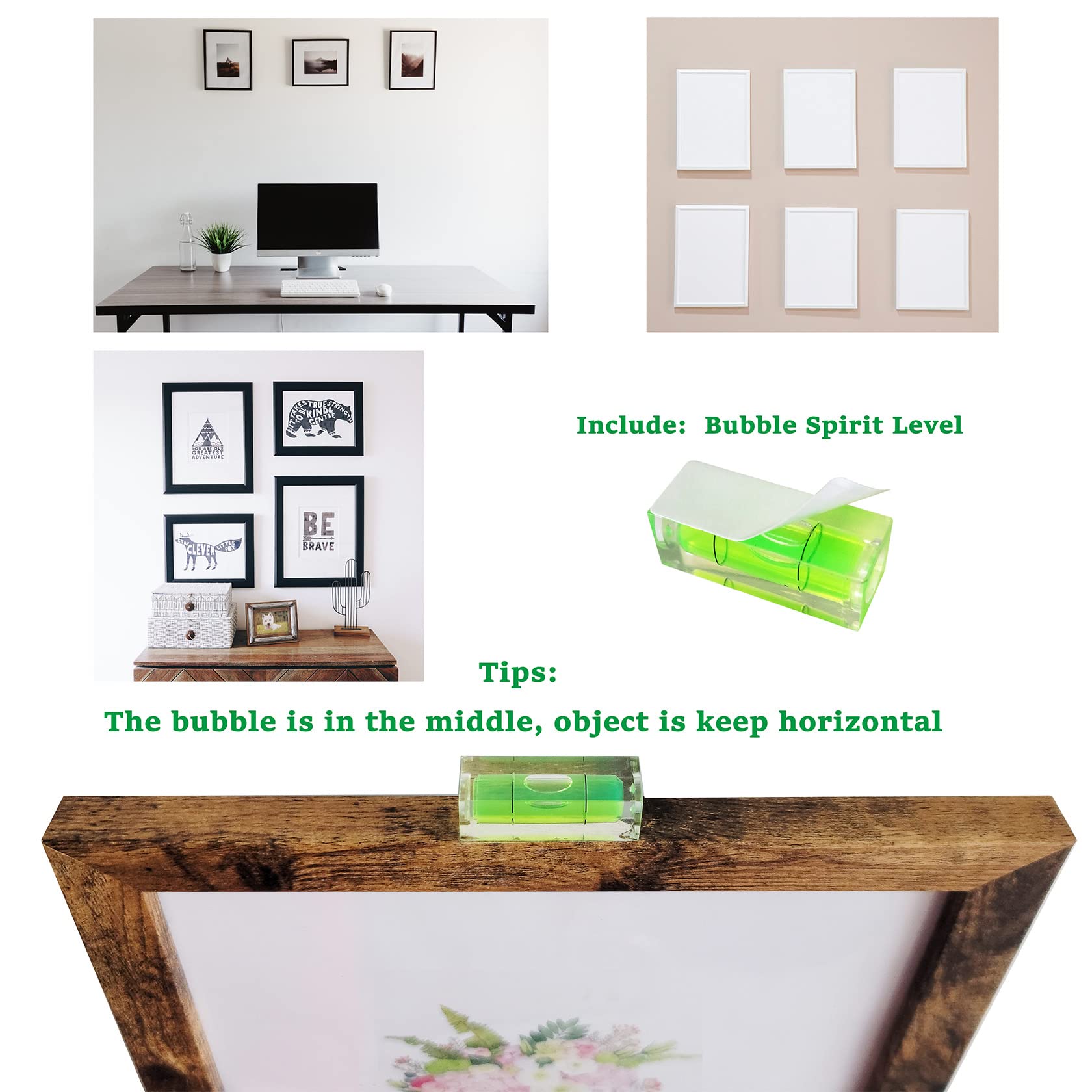 Picture Hanging Fastener Locations Marked and Leveling Tool Kit