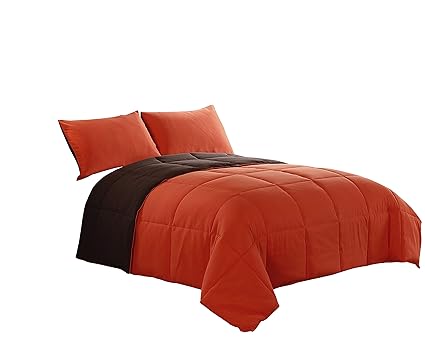 Amazon Com Orange Brown 2 Piece Reversible Down Alternative