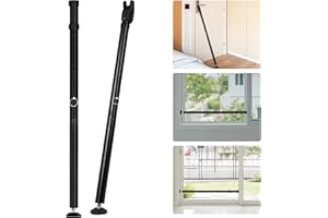 JSUNGO 2-in-1 Stoppers Security Bar, 2 Pack Upgrade Sliding Doors Security Bar, Heavy-Duty Door Jammer Doors Stopper for Sliding Window, Adjustable Door Jammer for Home, Apartment, and Hotel, Black