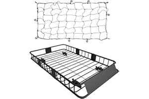 FORWODE 250LB Capacity Heavy Duty 64" x 39" x 6" Roof Rack Cargo Carrier Basket – Includes Cargo Net, for SUV/Truck/Van, Perfect for Travel & Camping