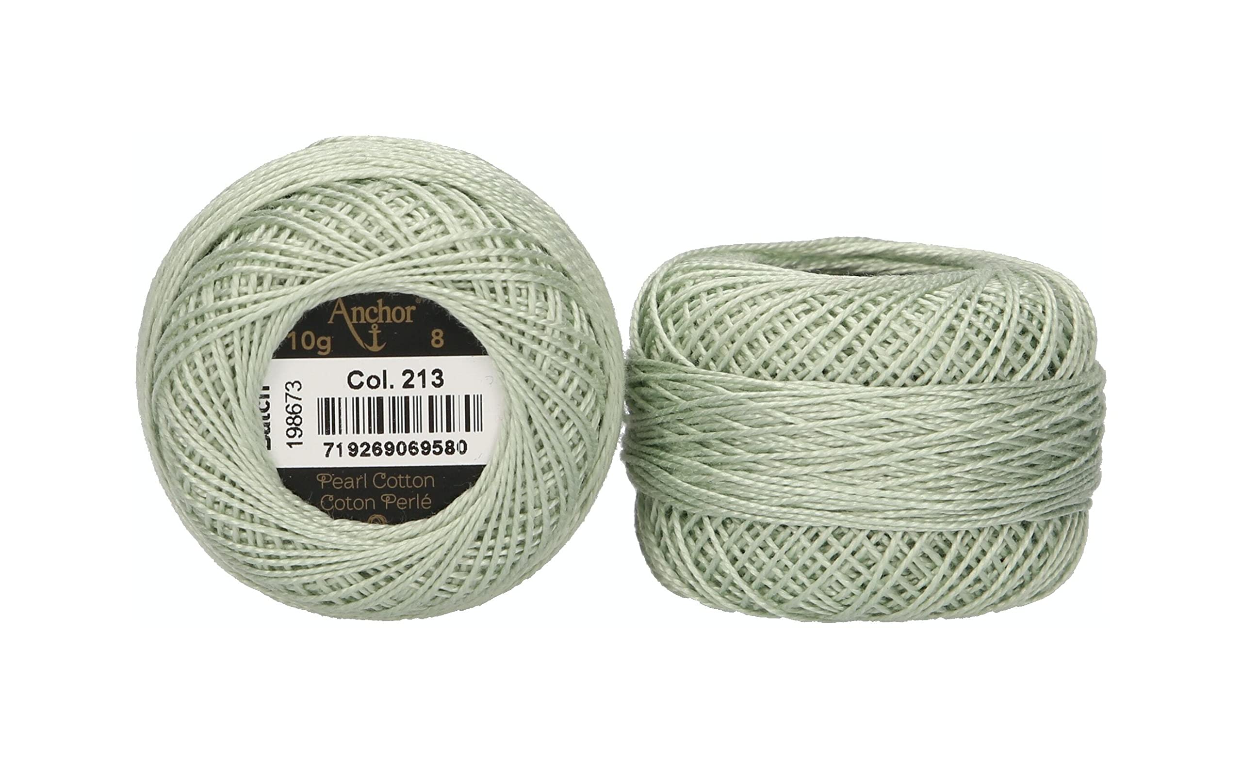 Anchor 4591008-00213 Embroidery Thread, 100% Cotton, Pastel Green, Thickness 8, 82 m, 16 g — image 1