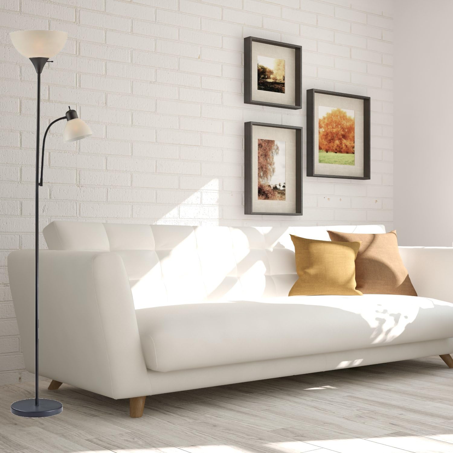 Adjustable Floor Lamp with Reading Light by Light Accents - Susan Modern Standing Lamp for Living Room/Office Lamp 72" Tall - 150-watt with Side Reading Light Corner Lamp (Black) - - 