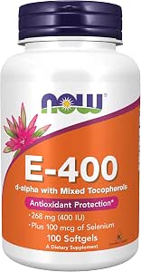 NOW Foods Vitamin E-400 Mixed Tocopherols – 50 Softgels (Best By 02/2026) Clearance