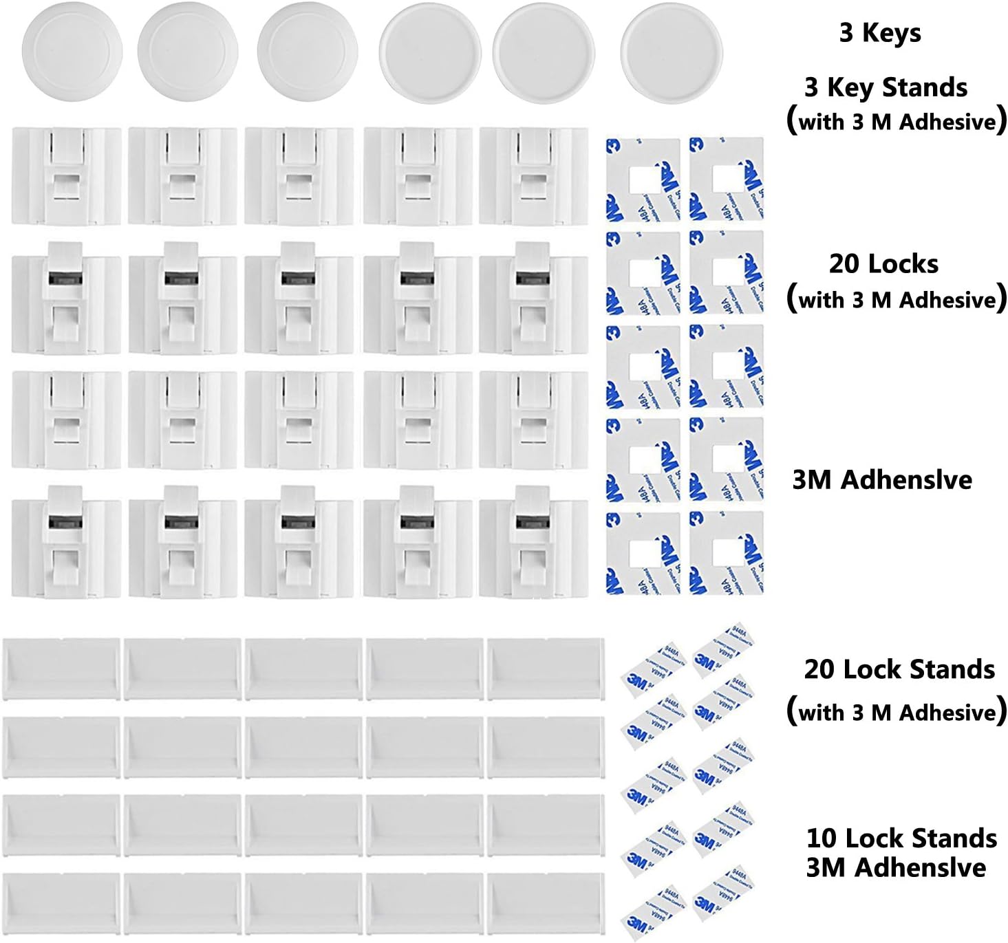 Baby Safety Magnetic Cabinet Locks Cupboard Lock for Cabinets and Drawers Child Proof - Sherry Kids Toddler Products(3 KEYS & 20 Locks)