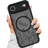 AIGOMARA Magnetic Case Made for iPhone Air [Compatible with MagSafe] Cute Black Flower Floral for Women Girls Soft TPU Bumper Hard PC Back Anti-Fall Shockproof Protective Slim Cover