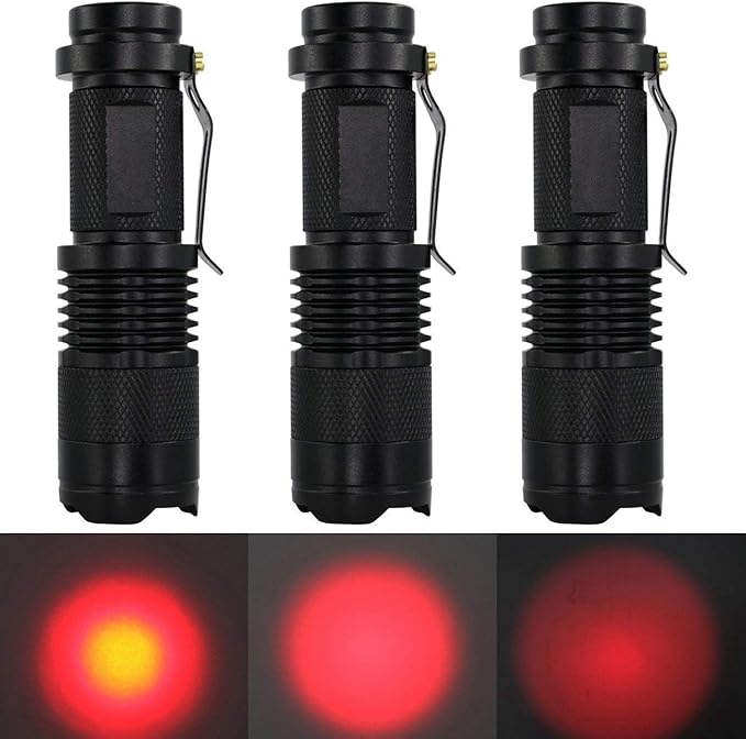 3W Zoom Red Light LED Flashlight Astronomy Night Vision AA Battery Red Torch